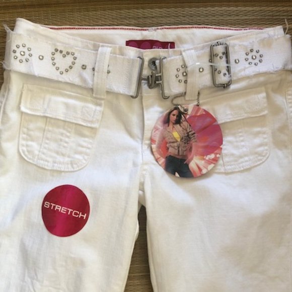 NWT Glo Cuffed Capri/Cropped White Jeans Size 5 - Picture 2 of 12